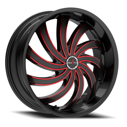 IGNITE G04 FLAME 20X8.5 35MM 5X114.3/5X120 GLOSS BLACK CANDY RED MILLED | G0408550135GBMLR
