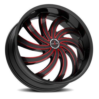 IGNITE G04 FLAME 20X8.5 35MM 5X114.3/5X120 GLOSS BLACK CANDY RED MILLED | G0408550135GBMLR