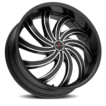 IGNITE G04 FLAME 22X9.5 15MM 5X115/5X120 GLOSS BLACK MILLED | G0429551615GBML