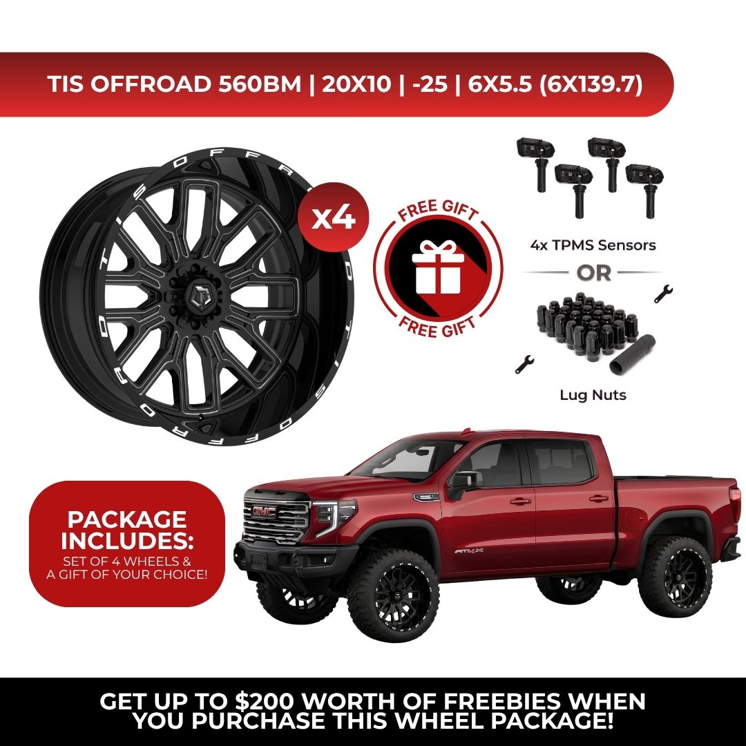 TIS 560BM 20x10 -25 6x139.7 4pcs | Fits GMC Sierra 1500 | Free TPMS Sensors or Lug Nuts