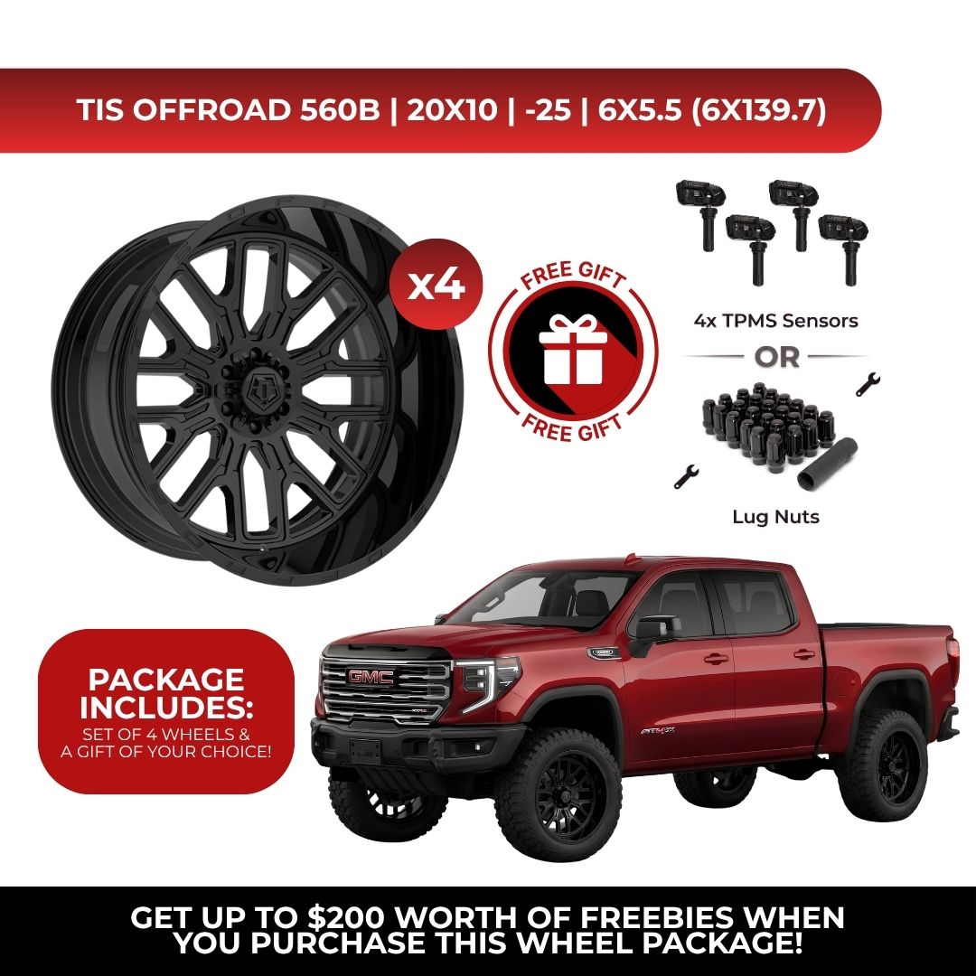 TIS 560B 20x10 -25 6x139.7 4pcs | Fits GMC Sierra 1500 | Free TPMS Sensors or Lug Nuts