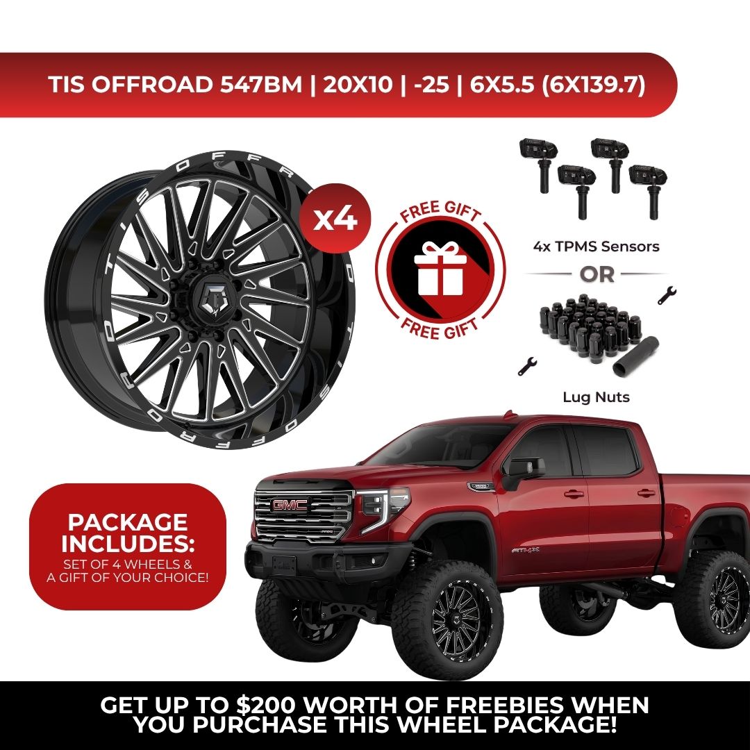 TIS 547BM 20x10 -25 6x139.7 4pcs | Fits GMC Sierra 1500 | Free TPMS Sensors or Lug Nuts