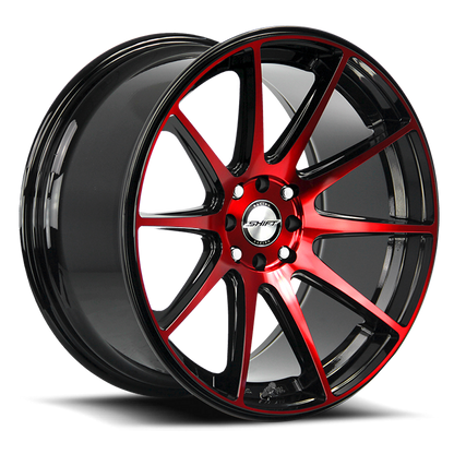 SHIFT H34 GEAR 18X9 30MM 4X100/4X114.3 GLOSS BLACK CANDY RED MACHINE | H34840030GBMR