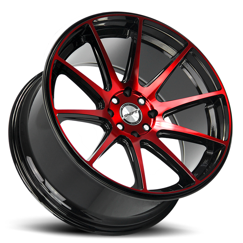 SHIFT H34 GEAR 18X9 30MM 4X100/4X114.3 GLOSS BLACK CANDY RED MACHINE | H34840030GBMR