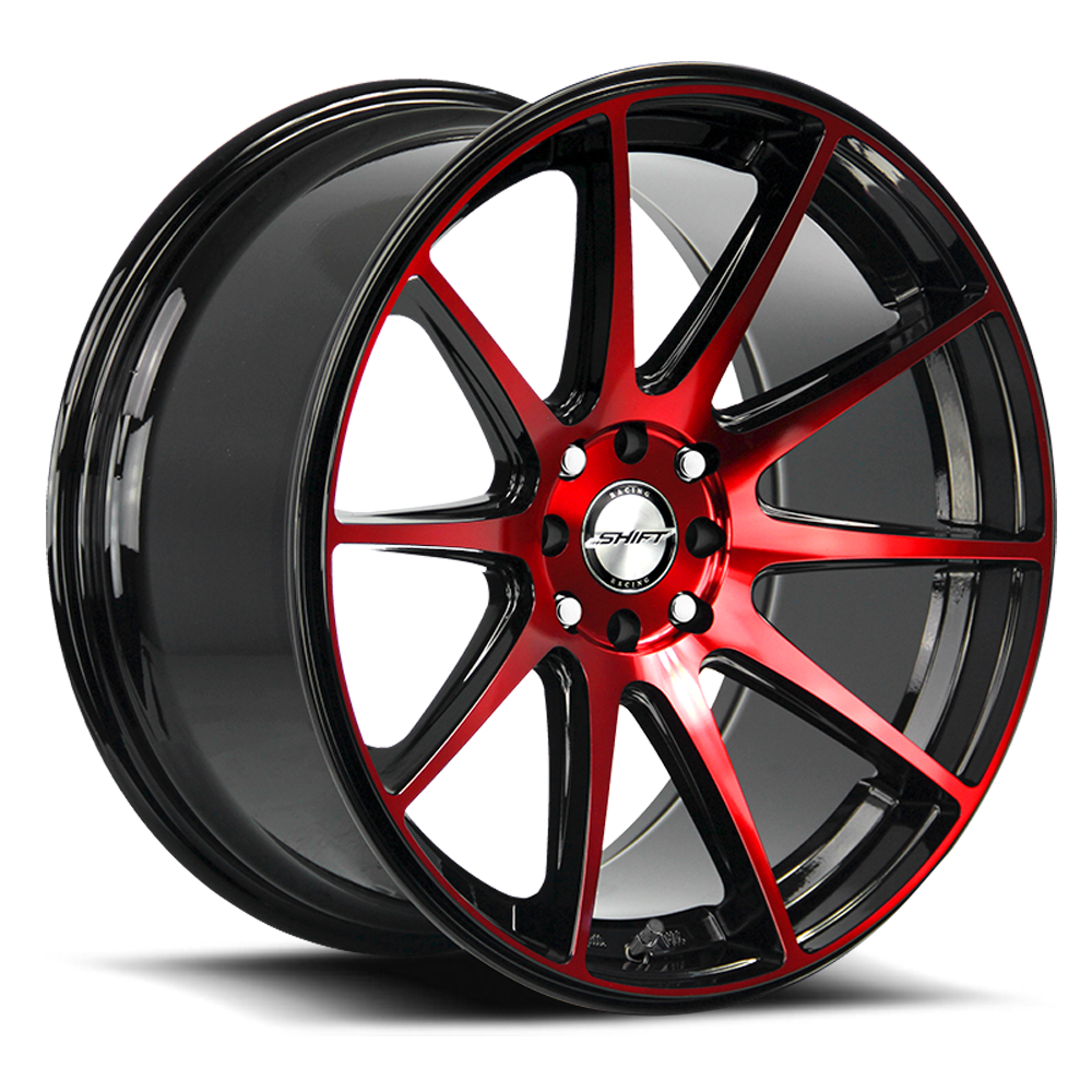 SHIFT H34 GEAR 18X9 30MM 5X100/5X114.3 GLOSS BLACK CANDY RED MACHINE | H34850030GBMR