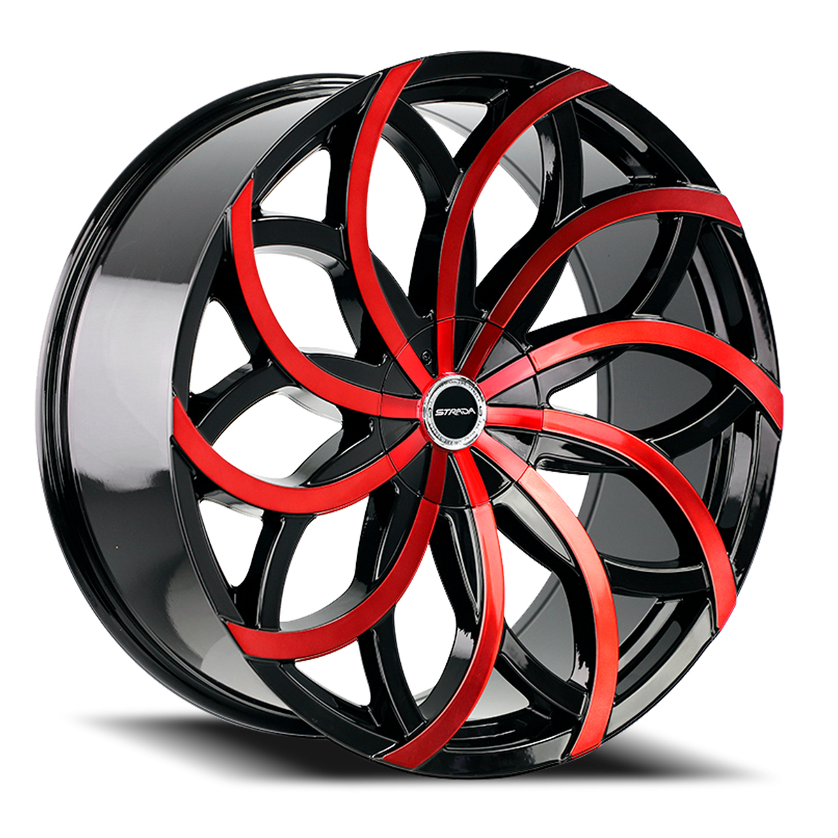 STRADA S61 HURACAN 24X10 15MM 5X115/5X120 GLOSS BLACK CANDY RED MACHINE | S61450115GBMR