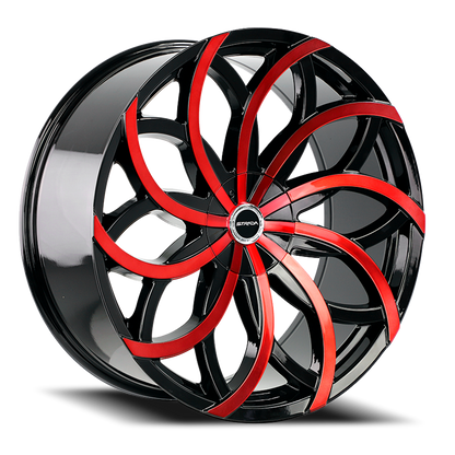STRADA S61 HURACAN 24X10 15MM 5X115/5X120 GLOSS BLACK CANDY RED MACHINE | S61450115GBMR