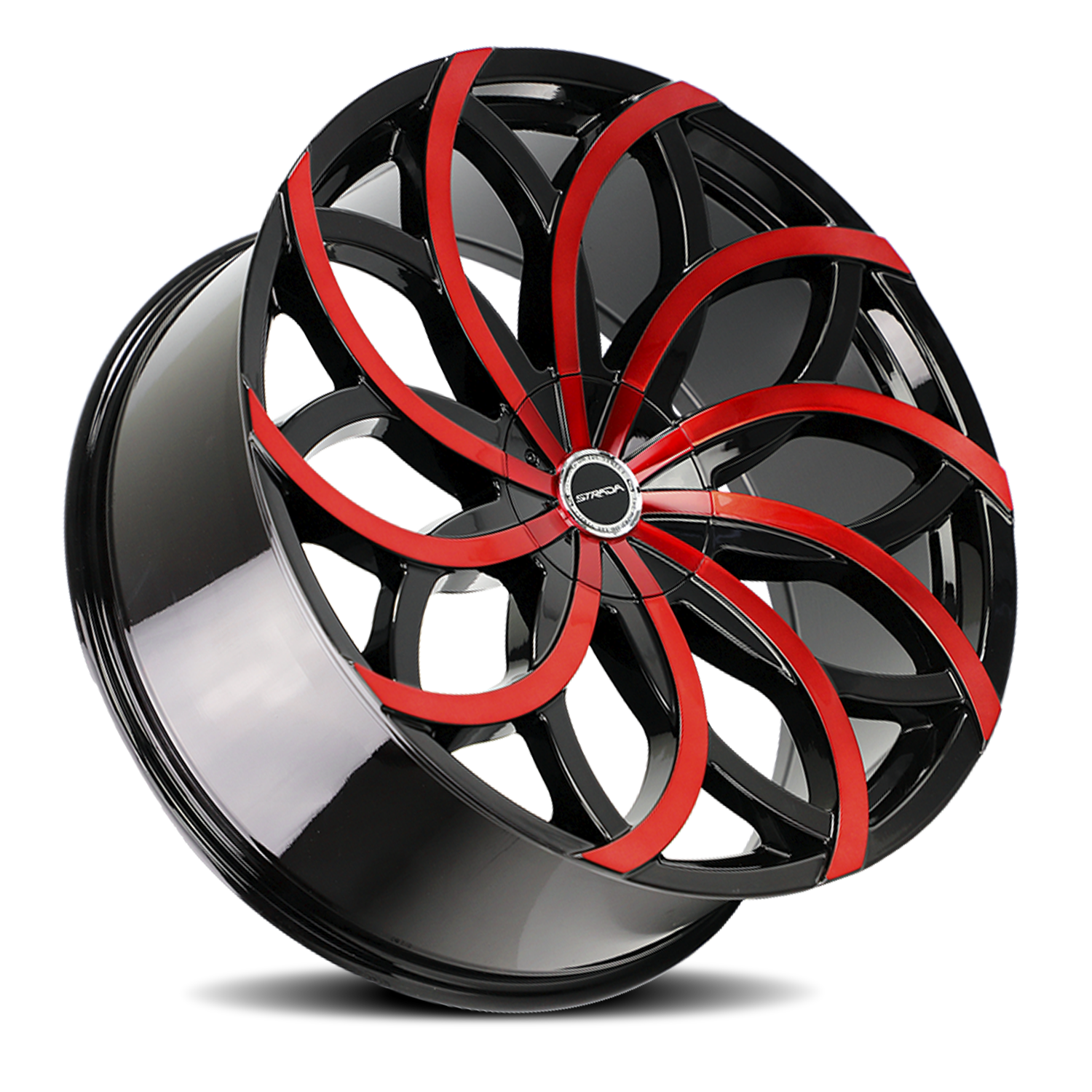 STRADA S61 HURACAN 24X10 15MM 5X115/5X120 GLOSS BLACK CANDY RED MACHINE | S61450115GBMR