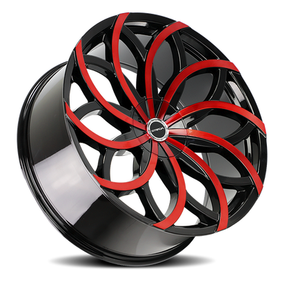 STRADA S61 HURACAN 24X10 15MM 5X115/5X120 GLOSS BLACK CANDY RED MACHINE | S61450115GBMR