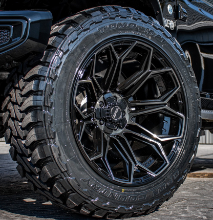 4Play 4P06 22x12 -44 5x127/5x139.7 Gloss Black with Brushed Spoke Faces
