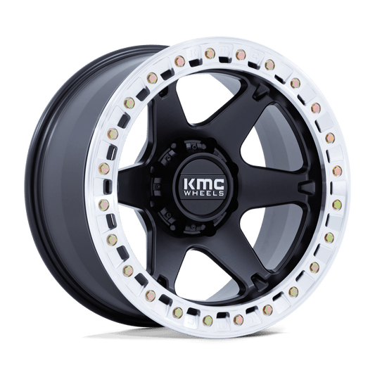 KMC KM238 VI BEADLOCK 20x10 -48 5x127 SATIN BLACK W/ MACHINED RING