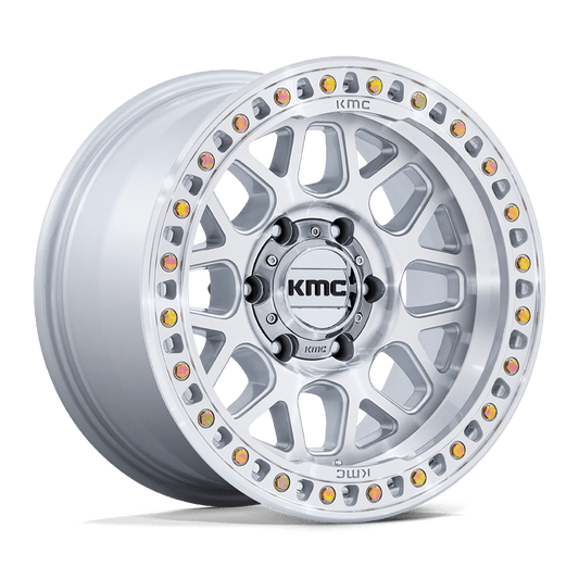 KMC KM549 GRS 17x9 0 5x127 GLOSS SILVER W/ MACHINED FACE