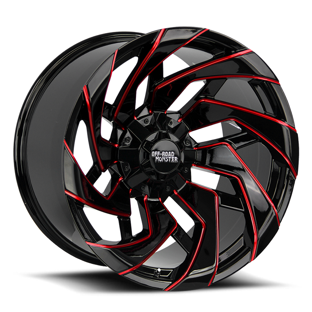OFF ROAD MONSTER M24 M24 20X10 NEG 19MM 8X165.1/8X170 GLOSS BLACK CANDY RED MILLED | M240867N19GBMLR