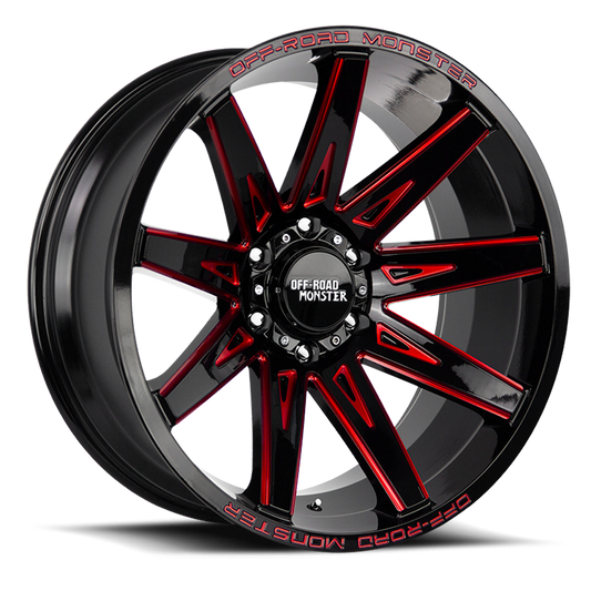 OFF ROAD MONSTER M25 M25 20X10 NEG 19MM 6X135 GLOSS BLACK CANDY RED MILLED | M250635N19GBMLR