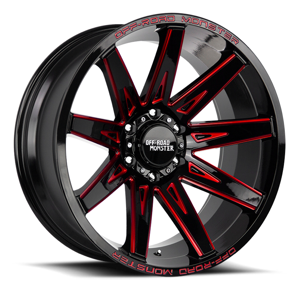 OFF ROAD MONSTER M25 M25 20X10 NEG 19MM 6X139.7 GLOSS BLACK CANDY RED MILLED | M250639N19GBMLR