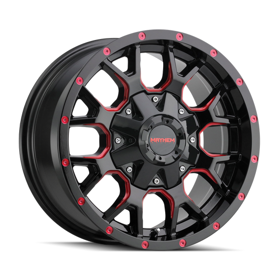 MAYHEM WARRIOR 8015 20X9 18 6x135/6x139.7 BLACK W/PRISM RED