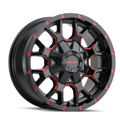 MAYHEM WARRIOR 8015 17X9 -12 5x127/5x139.7 BLACK W/PRISM RED