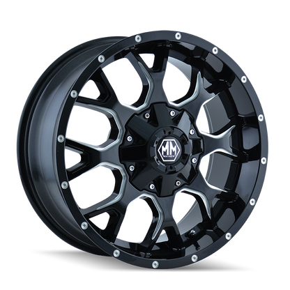 MAYHEM WARRIOR 8015 18X9 18 6x135/6x139.7 BLACK W/MILLED SPOKES
