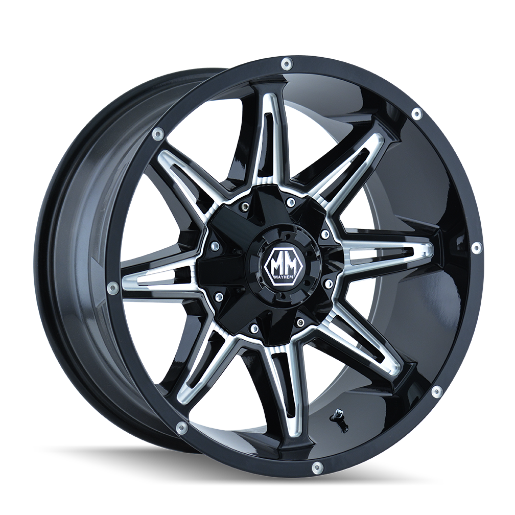 MAYHEM RAMPAGE 8090 17X9 18 5x127/5x139.7 BLACK W/MILLED SPOKES