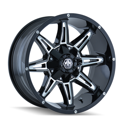 MAYHEM RAMPAGE 8090 17X9 18 5x127/5x139.7 BLACK W/MILLED SPOKES