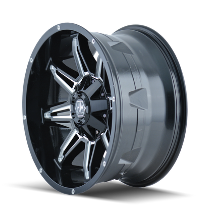 MAYHEM RAMPAGE 8090 17X9 13 6x135/6x139.7 BLACK W/MILLED SPOKES
