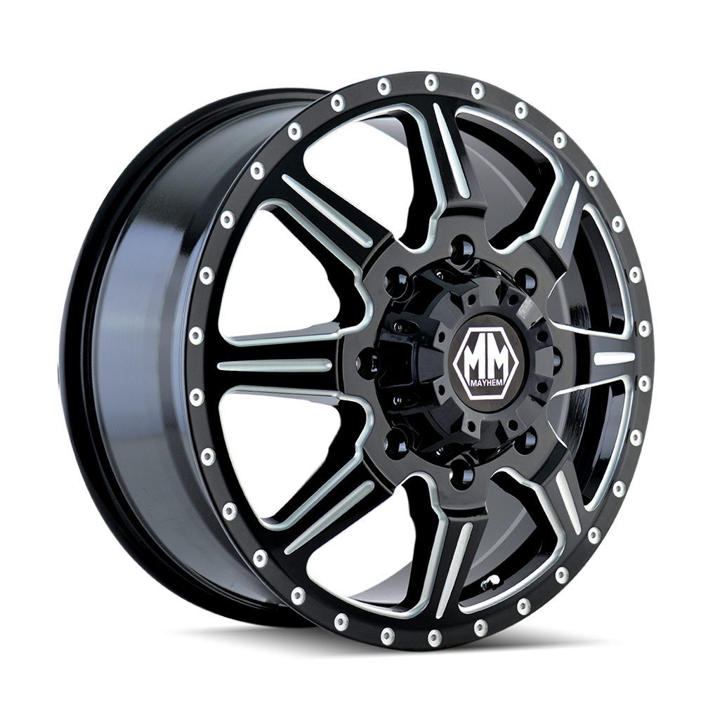 MAYHEM MONSTIR 8101 19.5X6.75 102 8x170 FRONT BLACK/MILLED SPOKES