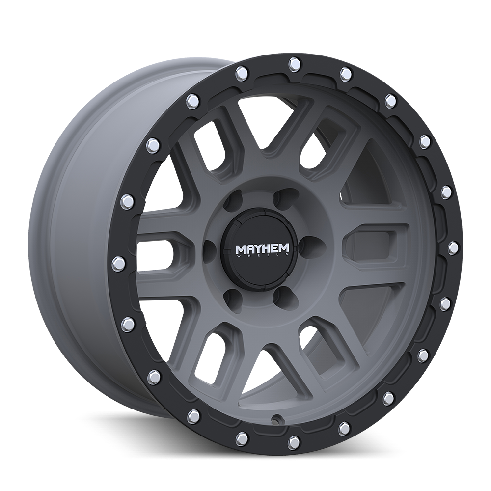 MAYHEM DELTA 8304 20X9 -12 8x170 MATTE GUNMETAL W/ MATTE BLACK LIP