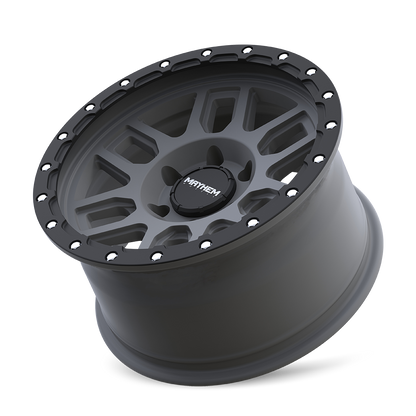 MAYHEM DELTA 8304 17X9 -12 5x127 MATTE GUNMETAL W/ MATTE BLACK LIP