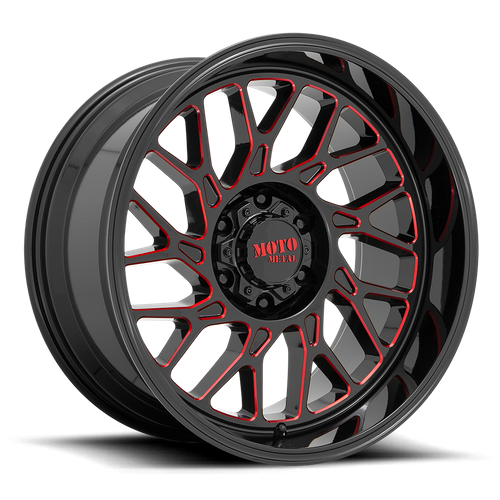 Moto Metal MO805 22X10 -18 5X127/5X5.0 Gloss Black Milled With Red Tint