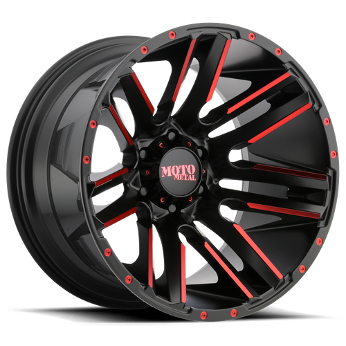 Moto Metal MO978 RAZOR 20X10 -24 5X127/5X5.0 Satin Black Machined Red Tint