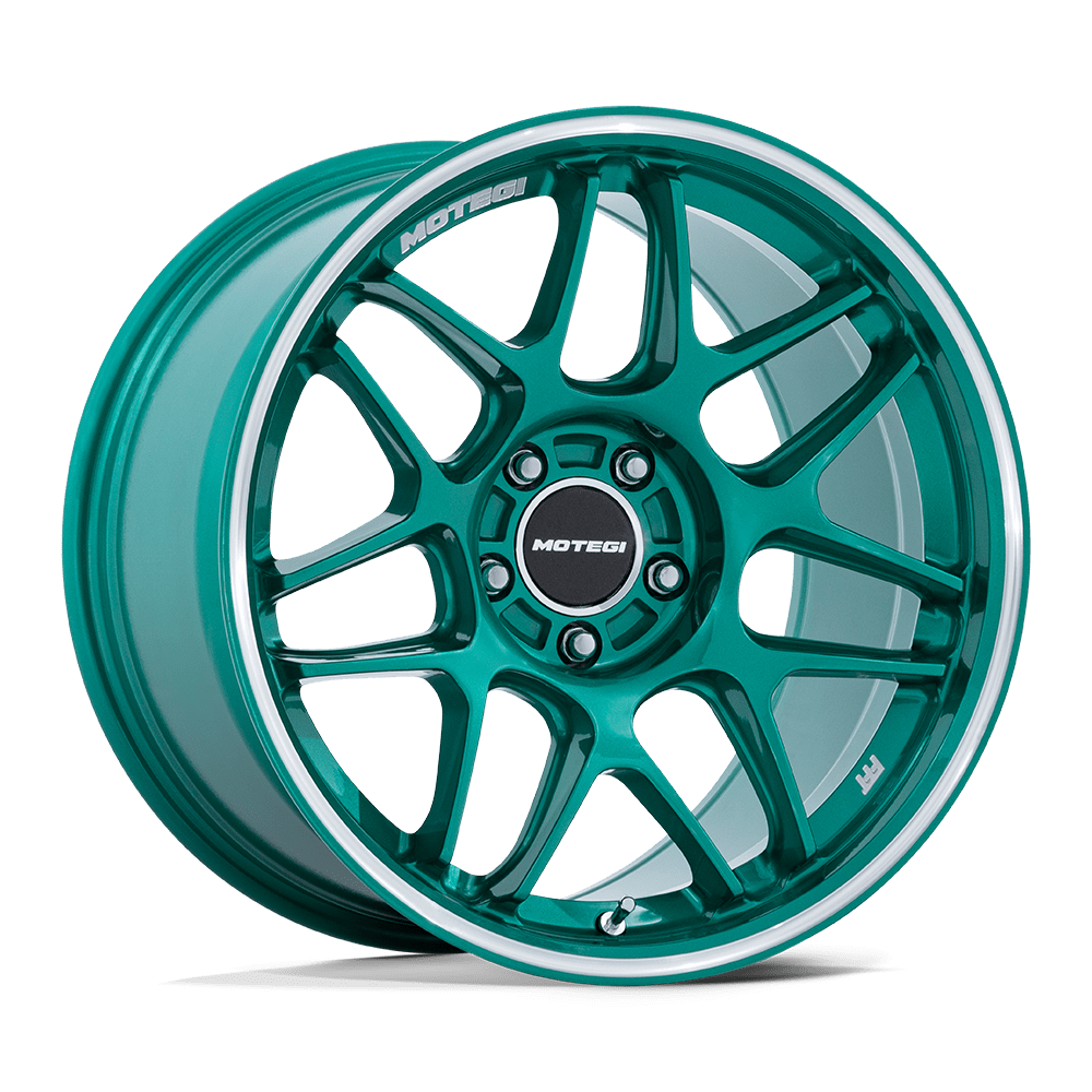 MOTEGI MR158 TSUBAKI 18x9.5 40 5x100 HOKKAIDO GREEN W/ MACHINED LIP