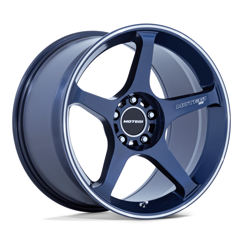 MOTEGI MR159 BATTLE V 18X9.5 0 5X120 OBSIDIAN BLUE MACH LIP STRIPE