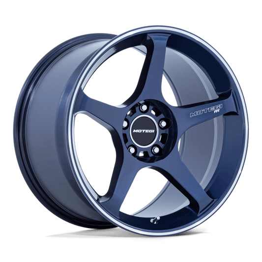 MOTEGI MR159 BATTLE V 18x8.5 35 5x120 OBSIDIAN BLUE MACH LIP STRIPE