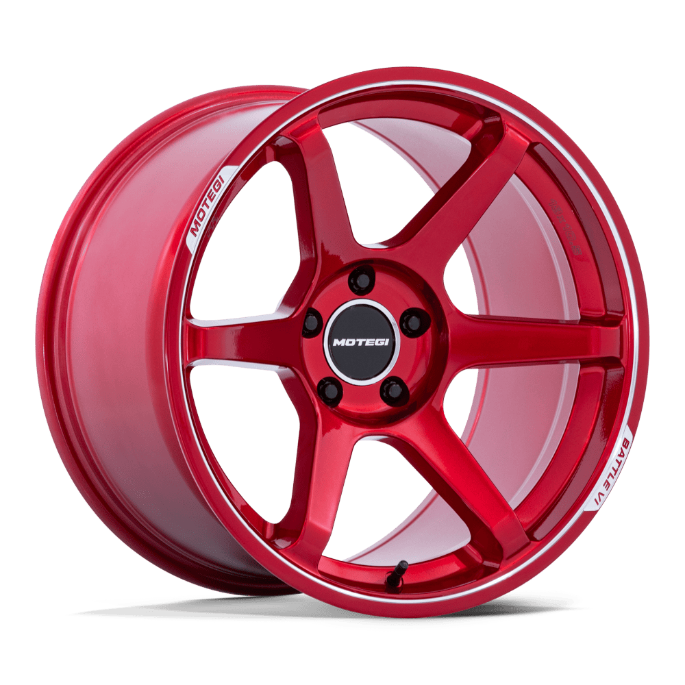 MOTEGI MR160 BATTLE VI 18X9.5 38 5X100 CHERRY RED METALLIC W/ MCH LIP