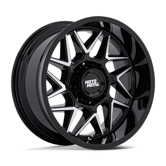 MOTO METAL MO812 TURBINE 20x9 20 5x127 GLOSS BLACK W/ MACHINED FACE