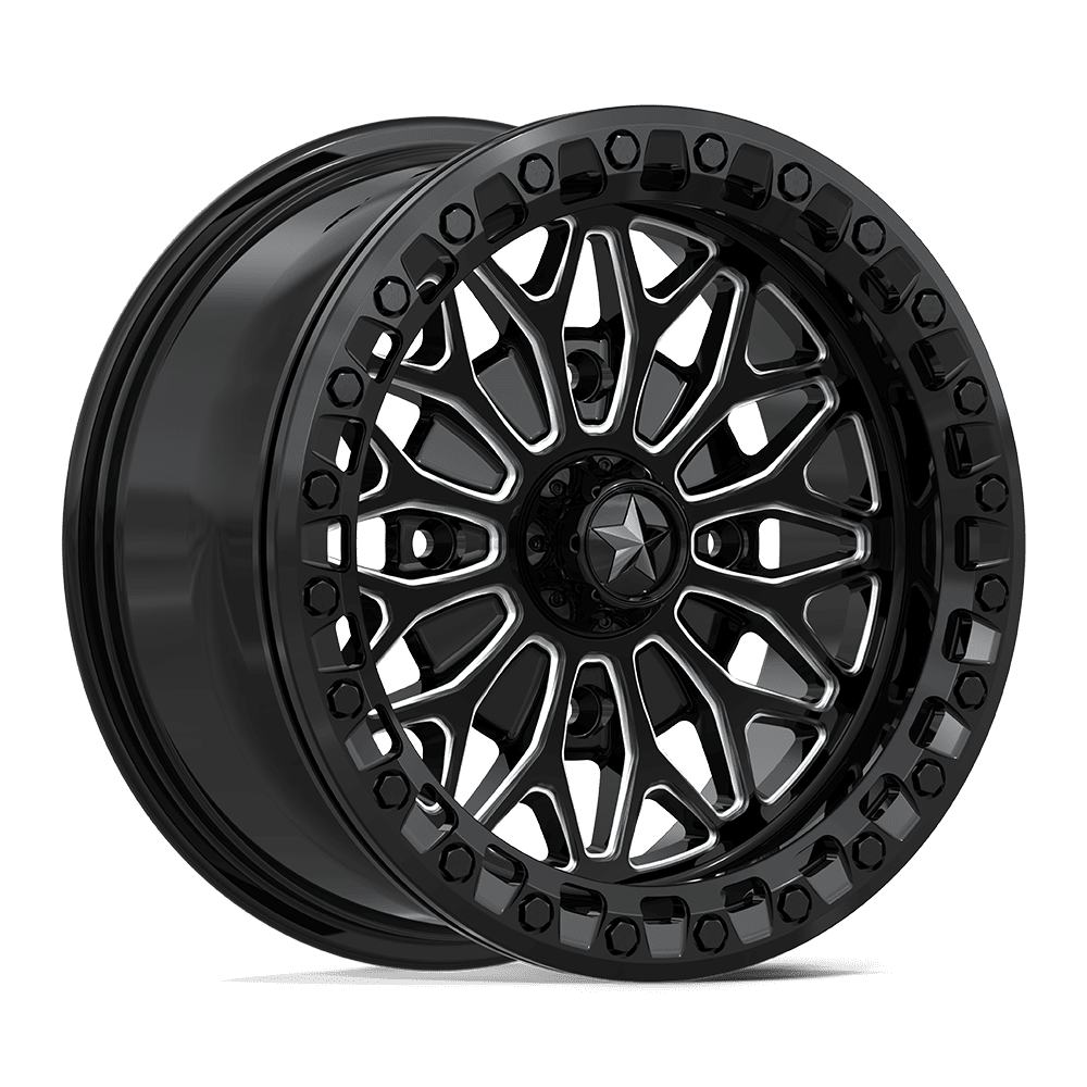 MSA OFFROAD WHEELS MA53 BOLO UTV BEADLOCK 15X7 10 4X110 GLOSS BLACK MILLED
