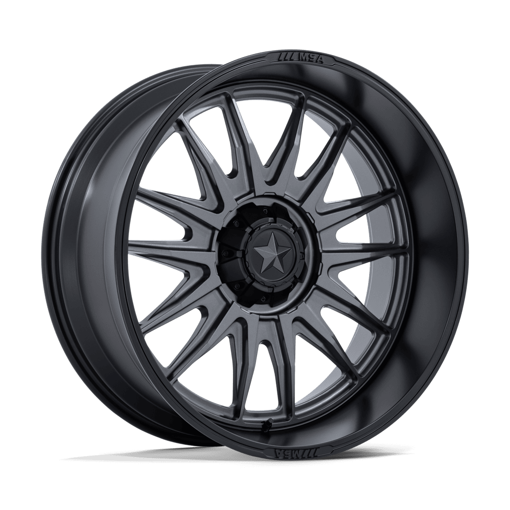 MSA OFFROAD WHEELS M55 COMMANDER UTV 24X10 -25 5X114.3 MATTE GUNMETAL W/ M-BLK LIP
