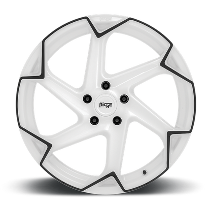 Niche 1PC M257 FLASH 20X10.5 35 5X120/5X4.72 Gloss White With Black