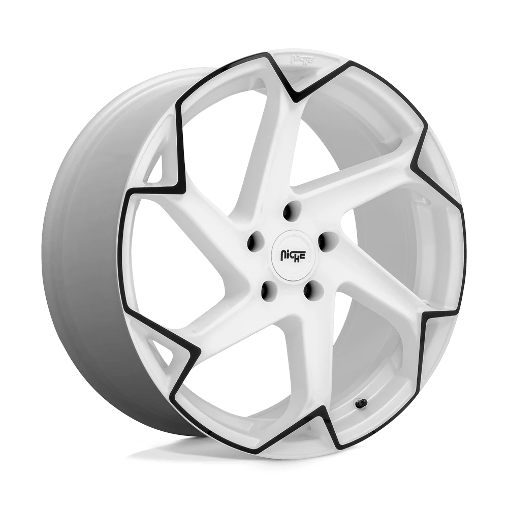 Niche 1PC M257 FLASH 20X10.5 35 5X120/5X4.72 Gloss White With Black