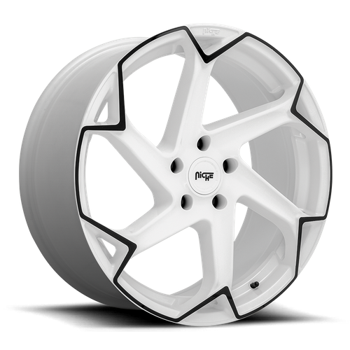 Niche 1PC M257 FLASH 20X10.5 40 5X112/5X112 Gloss White With Black