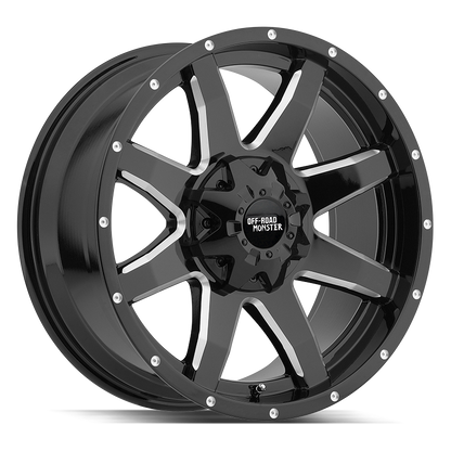 OFF ROAD MONSTER M08 M08 20X12 NEG 44MM 8LUG BLANK GLOSS BLACK MILLED | M08012800N44GBML