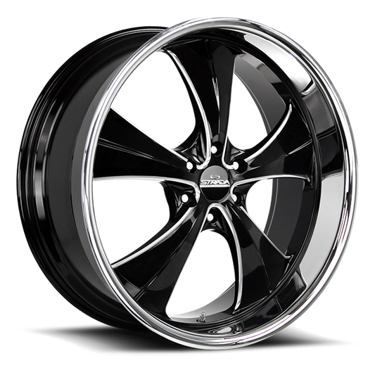 STRADA STREET CLASSICS C02 OLD SKOOL 24X10 25MM 5X120 GLOSS BLACK MILLED SS LIP | C02452025GBMLSS