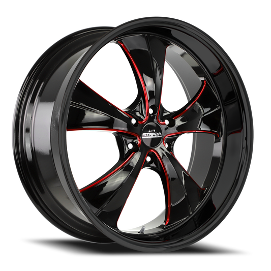 STRADA STREET CLASSICS C02 OLD SKOOL 24X10 15MM 5X127 GLOSS BLACK CANDY RED MILLED | C02452715GBMLR