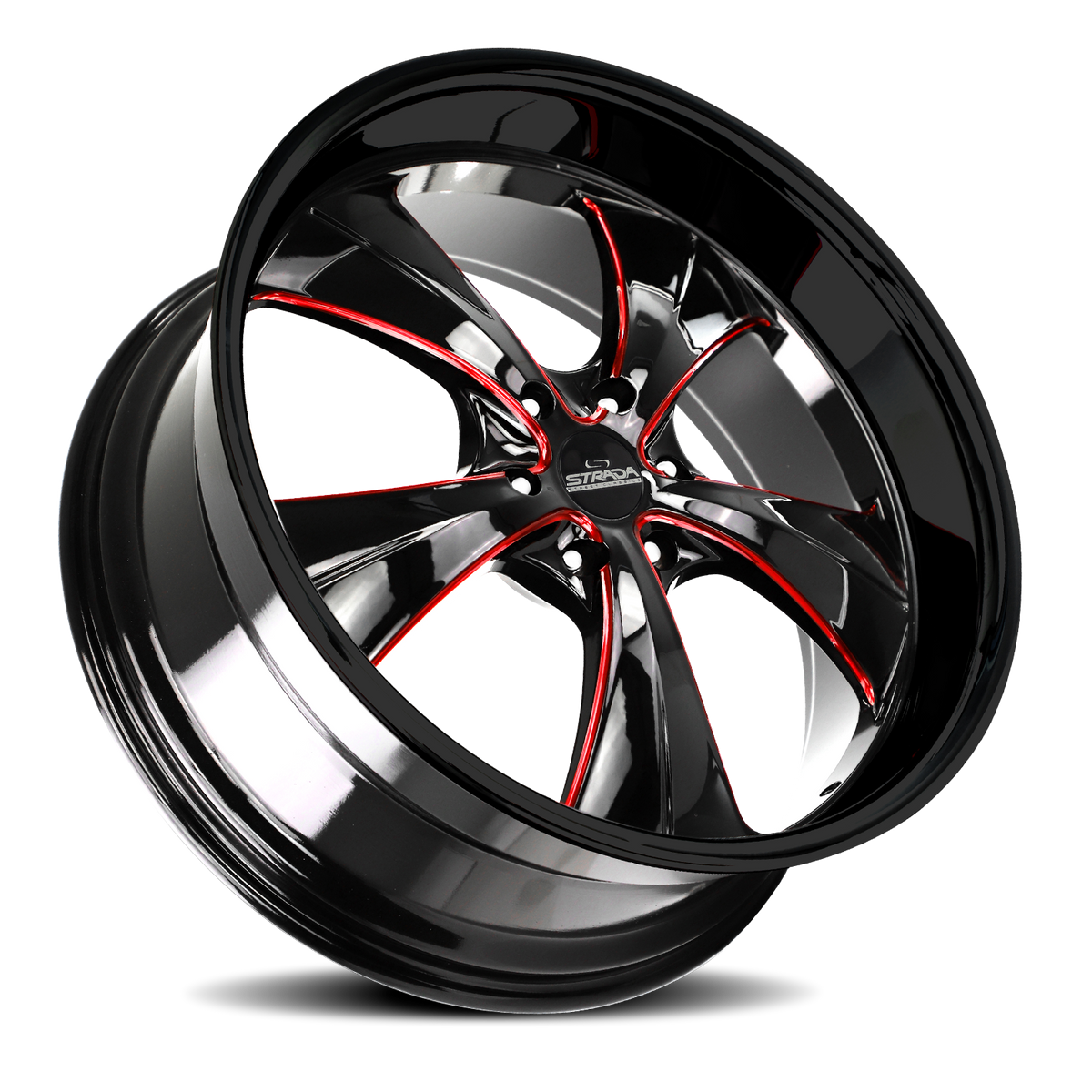 STRADA STREET CLASSICS C02 OLD SKOOL 24X10 15MM 5X115 GLOSS BLACK CANDY RED MILLED | C02451515GBMLR