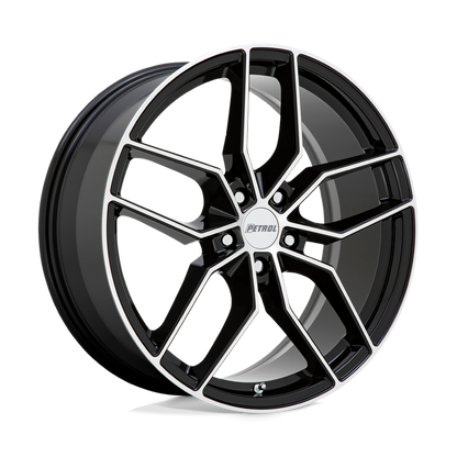 Petrol P5C 17X8 40 5X108/5X4.25 GLOSS BLACK W/ MACHINED FACE