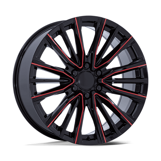 PERFORMANCE REPLICAS PR223 26x10 28 6x139.7 GLOSS BLACK MILLED RED