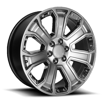 PERFORMANCE REPLICAS PR113 22X9 24 6X139.7/6X5.5 Hyper Silver Dark With Chrome Accents