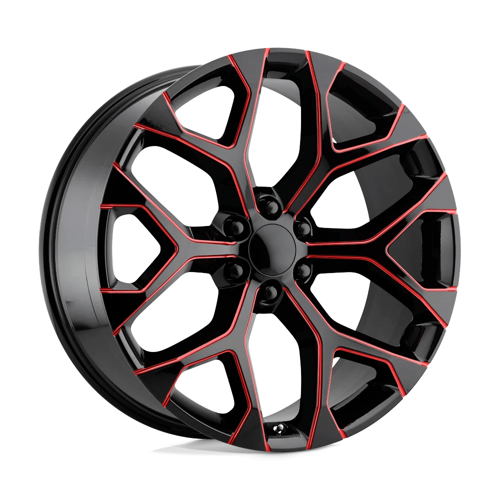 PERFORMANCE REPLICAS PR176 20X9 24 6X139.7/6X5.5 Gloss Black Red Milled
