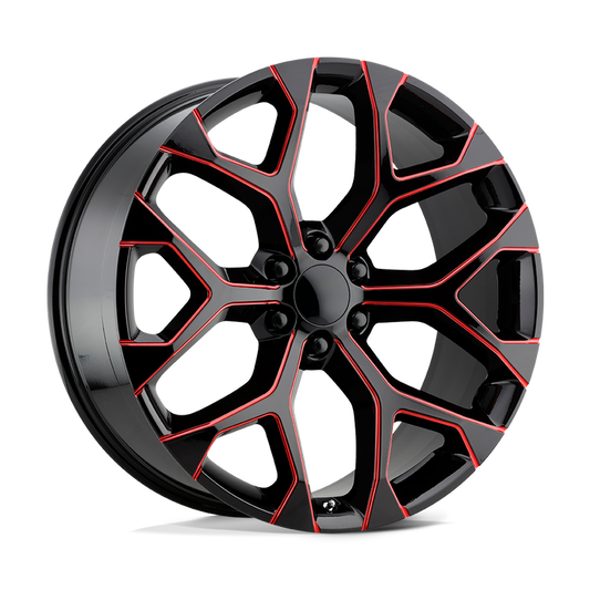 PERFORMANCE REPLICAS PR176 26X10 24 6X139.7/6X5.5 Gloss Black Red Milled