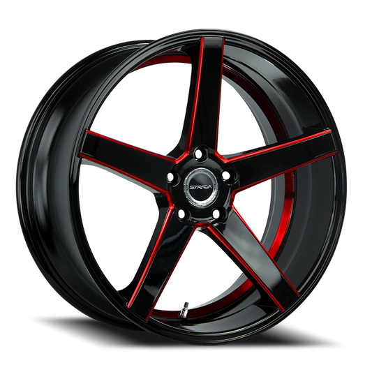 STRADA S35 PERFETTO 22X8.5 40MM 5X114.3 GLOSS BLACK CANDY RED MILLED | S35251440GBMLRS